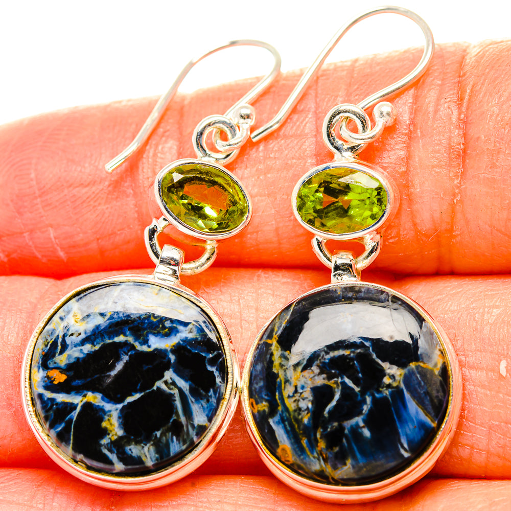Pietersite, Peridot Earrings handcrafted by Ana Silver Co - EARR430382