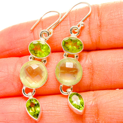 Prehnite, Peridot Earrings handcrafted by Ana Silver Co - EARR430384