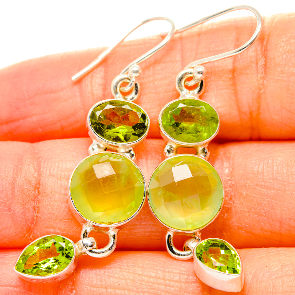 Prehnite, Peridot Earrings handcrafted by Ana Silver Co - EARR430387