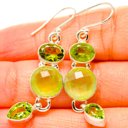 Prehnite, Peridot Earrings handcrafted by Ana Silver Co - EARR430387