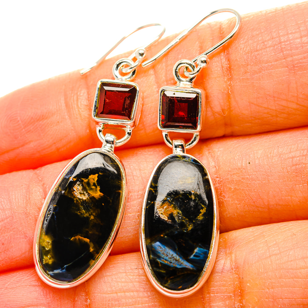 Pietersite, Garnet Earrings handcrafted by Ana Silver Co - EARR430393