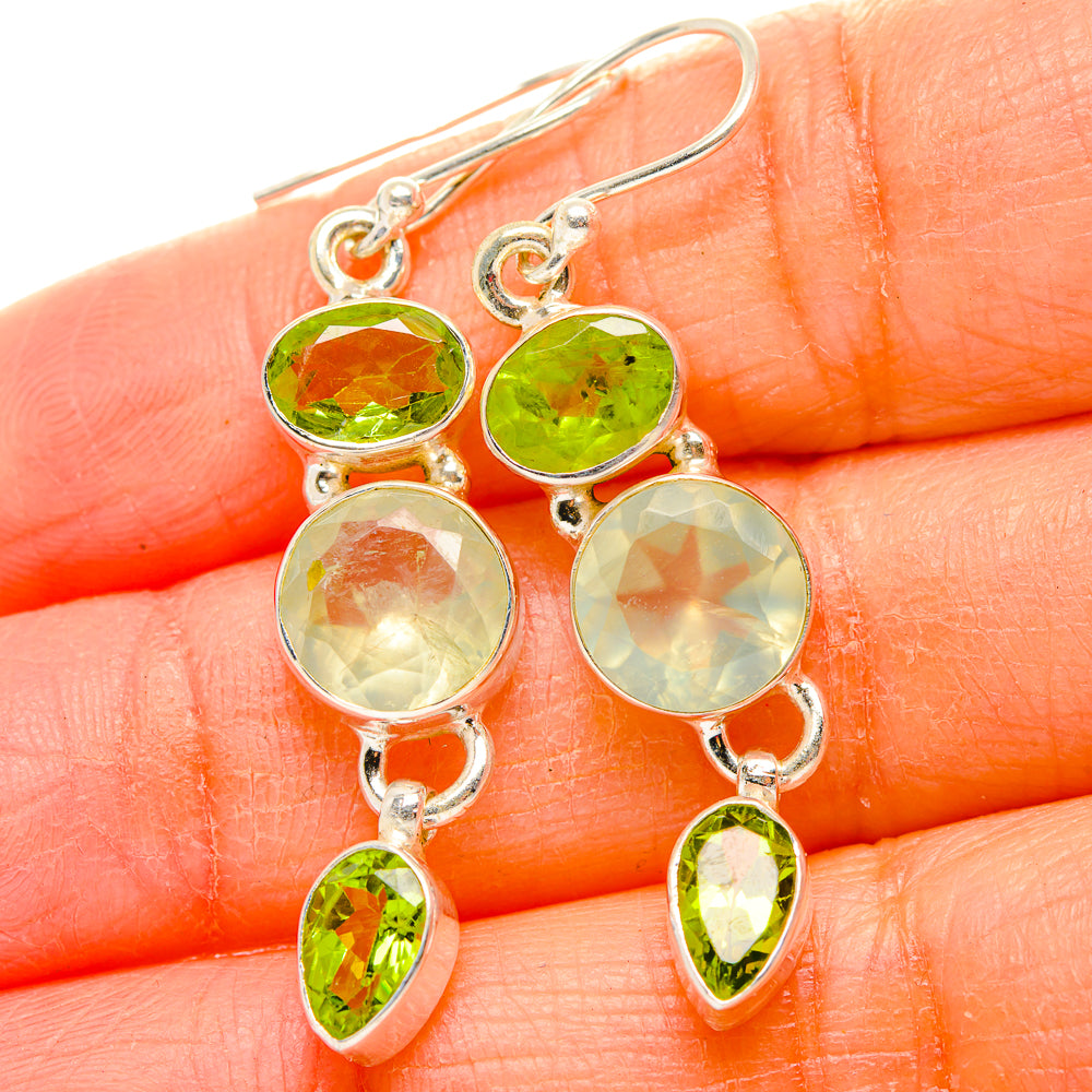 Prehnite, Peridot Earrings handcrafted by Ana Silver Co - EARR430400