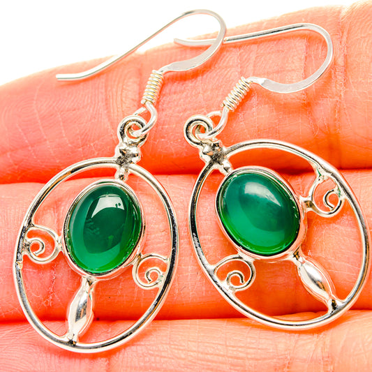 Green Onyx Earrings handcrafted by Ana Silver Co - EARR430417