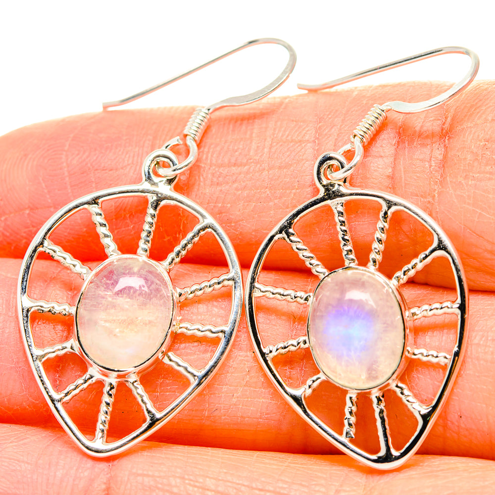 Rainbow Moonstone Earrings handcrafted by Ana Silver Co - EARR430423