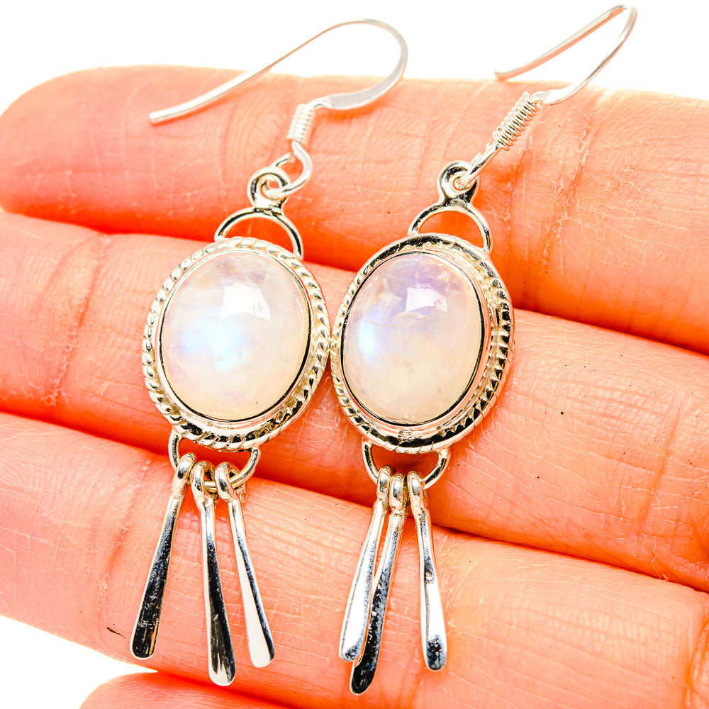 Rainbow Moonstone Earrings handcrafted by Ana Silver Co - EARR430433