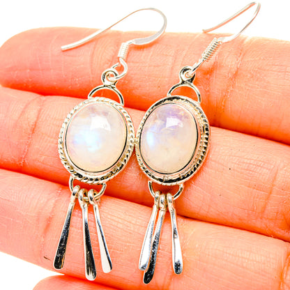 Rainbow Moonstone Earrings handcrafted by Ana Silver Co - EARR430433