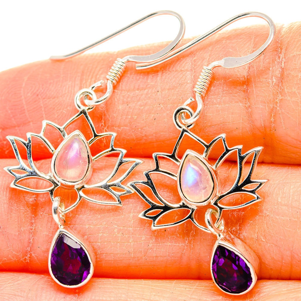 Rainbow Moonstone Earrings handcrafted by Ana Silver Co - EARR430434