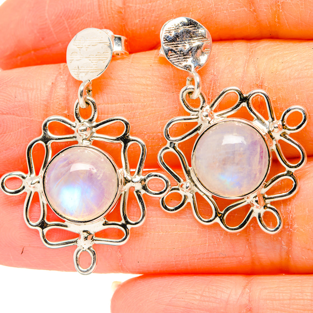 Rainbow Moonstone Earrings handcrafted by Ana Silver Co - EARR430435