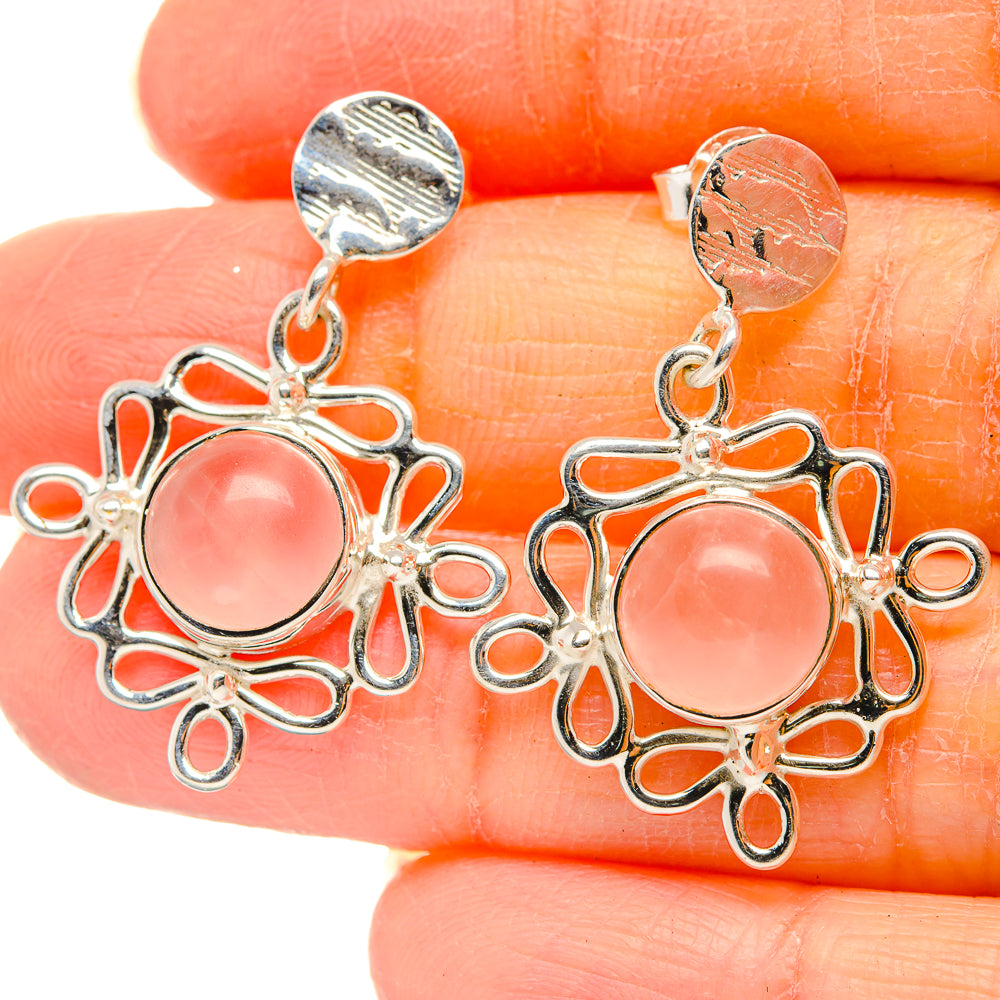 Rose Quartz Earrings handcrafted by Ana Silver Co - EARR430443