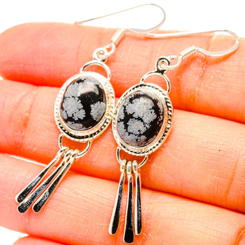 Snowflake Obsidian Earrings handcrafted by Ana Silver Co - EARR430444