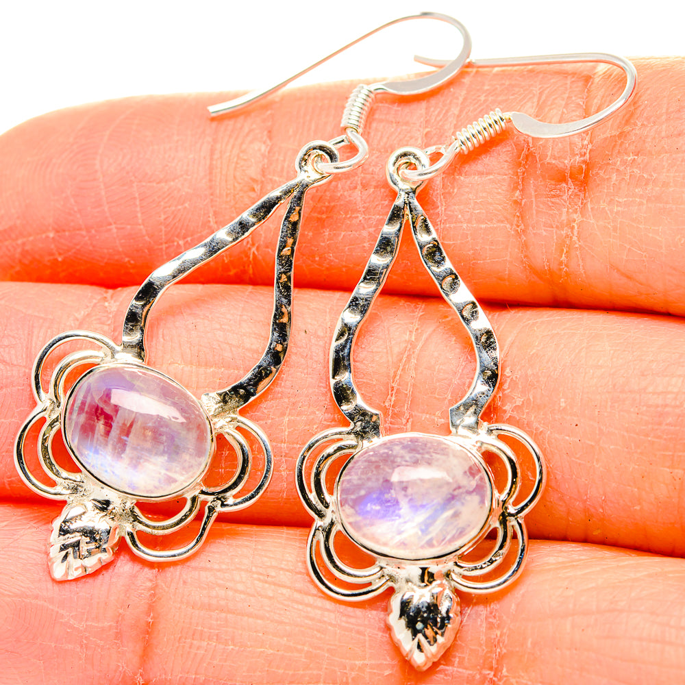 Rainbow Moonstone Earrings handcrafted by Ana Silver Co - EARR430464
