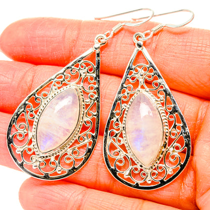 Rainbow Moonstone Earrings handcrafted by Ana Silver Co - EARR430466