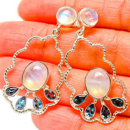 Rainbow Moonstone Earrings handcrafted by Ana Silver Co - EARR430467