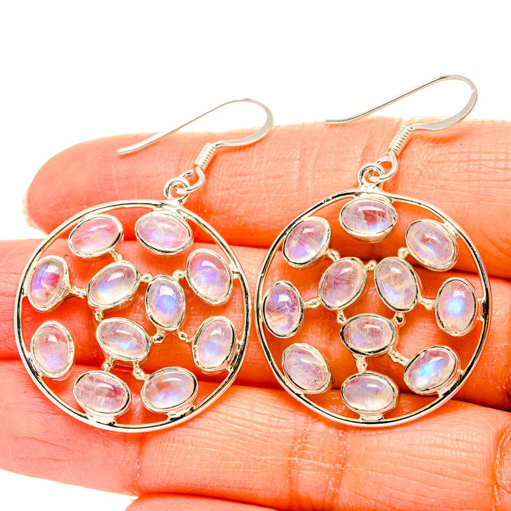 Rainbow Moonstone Earrings handcrafted by Ana Silver Co - EARR430471