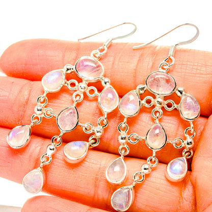 Rainbow Moonstone Earrings handcrafted by Ana Silver Co - EARR430472