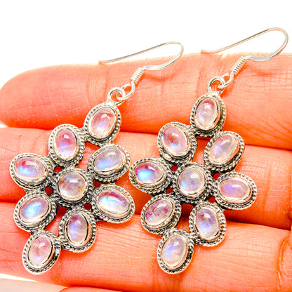 Rainbow Moonstone Earrings handcrafted by Ana Silver Co - EARR430473