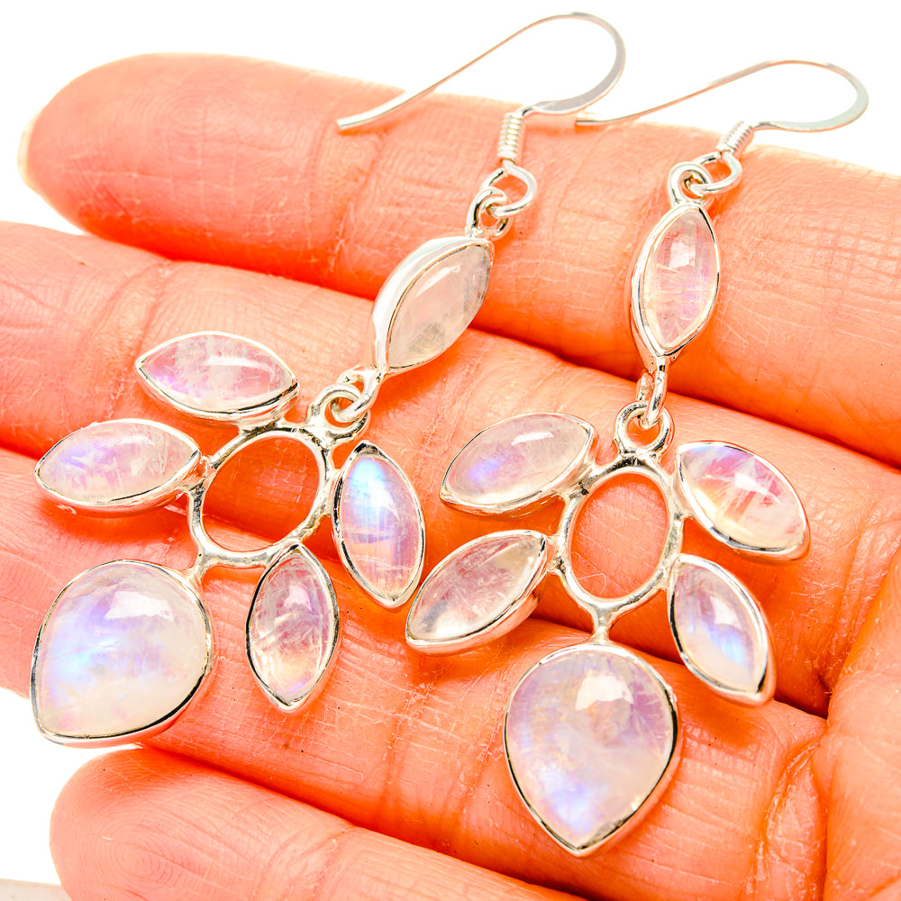 Rainbow Moonstone Earrings handcrafted by Ana Silver Co - EARR430477