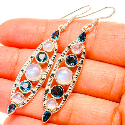 Rainbow Moonstone Earrings handcrafted by Ana Silver Co - EARR430478