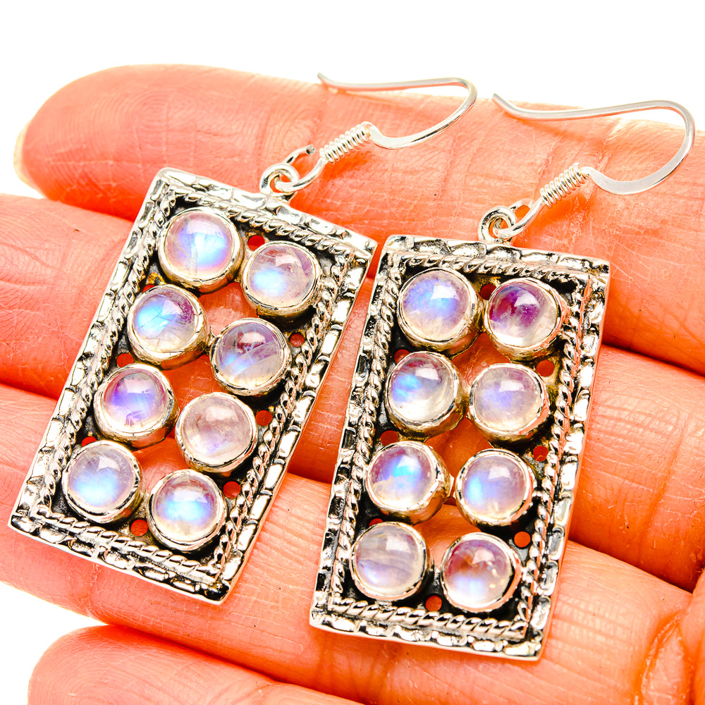 Rainbow Moonstone Earrings handcrafted by Ana Silver Co - EARR430479