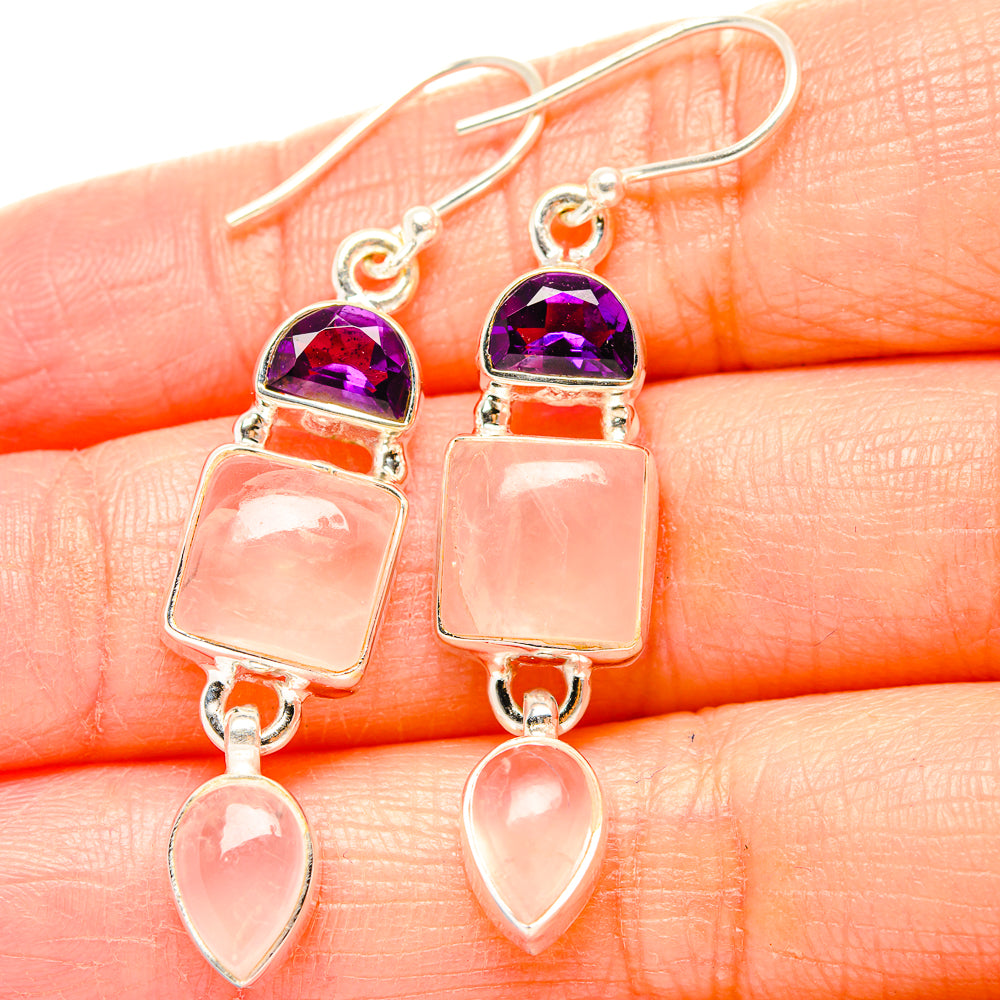 Rose Quartz Earrings handcrafted by Ana Silver Co - EARR430486