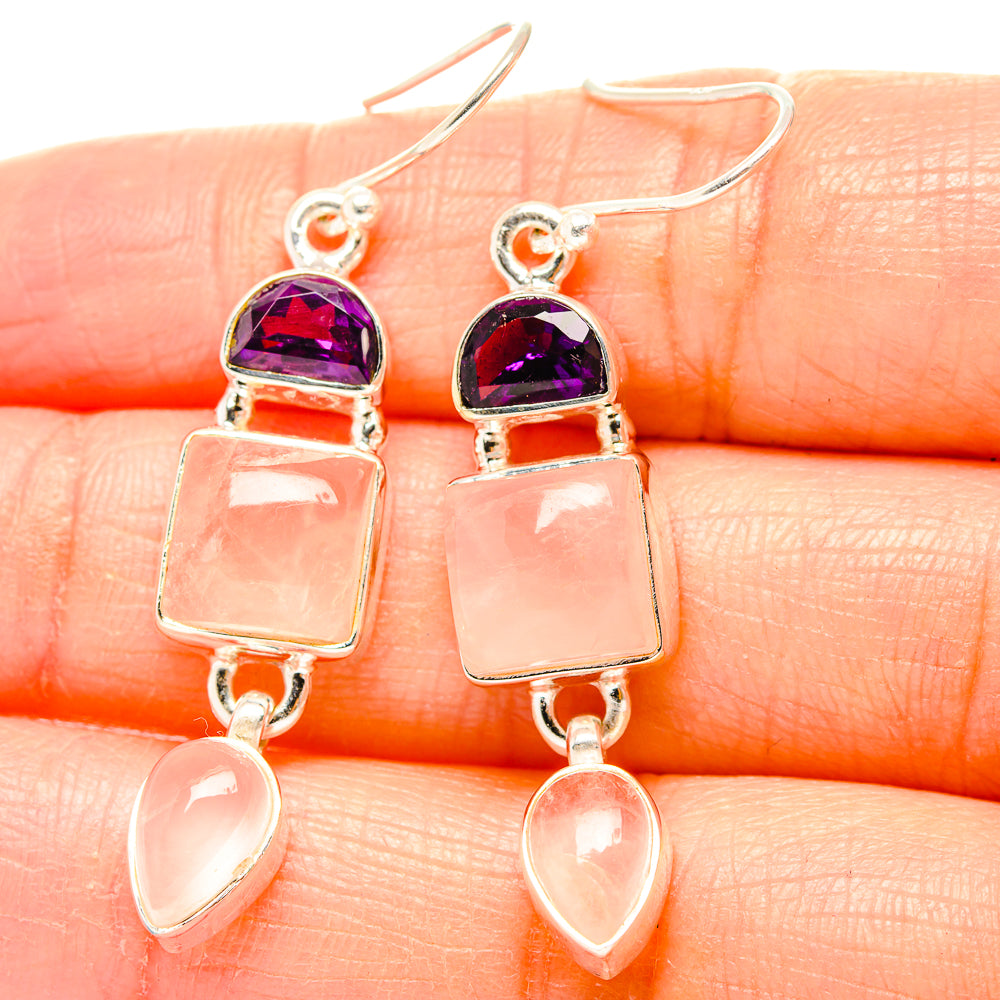 Rose Quartz Earrings handcrafted by Ana Silver Co - EARR430493
