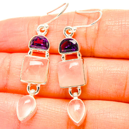 Rose Quartz Earrings handcrafted by Ana Silver Co - EARR430493
