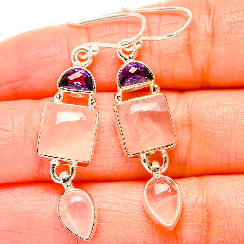 Rose Quartz Earrings handcrafted by Ana Silver Co - EARR430497