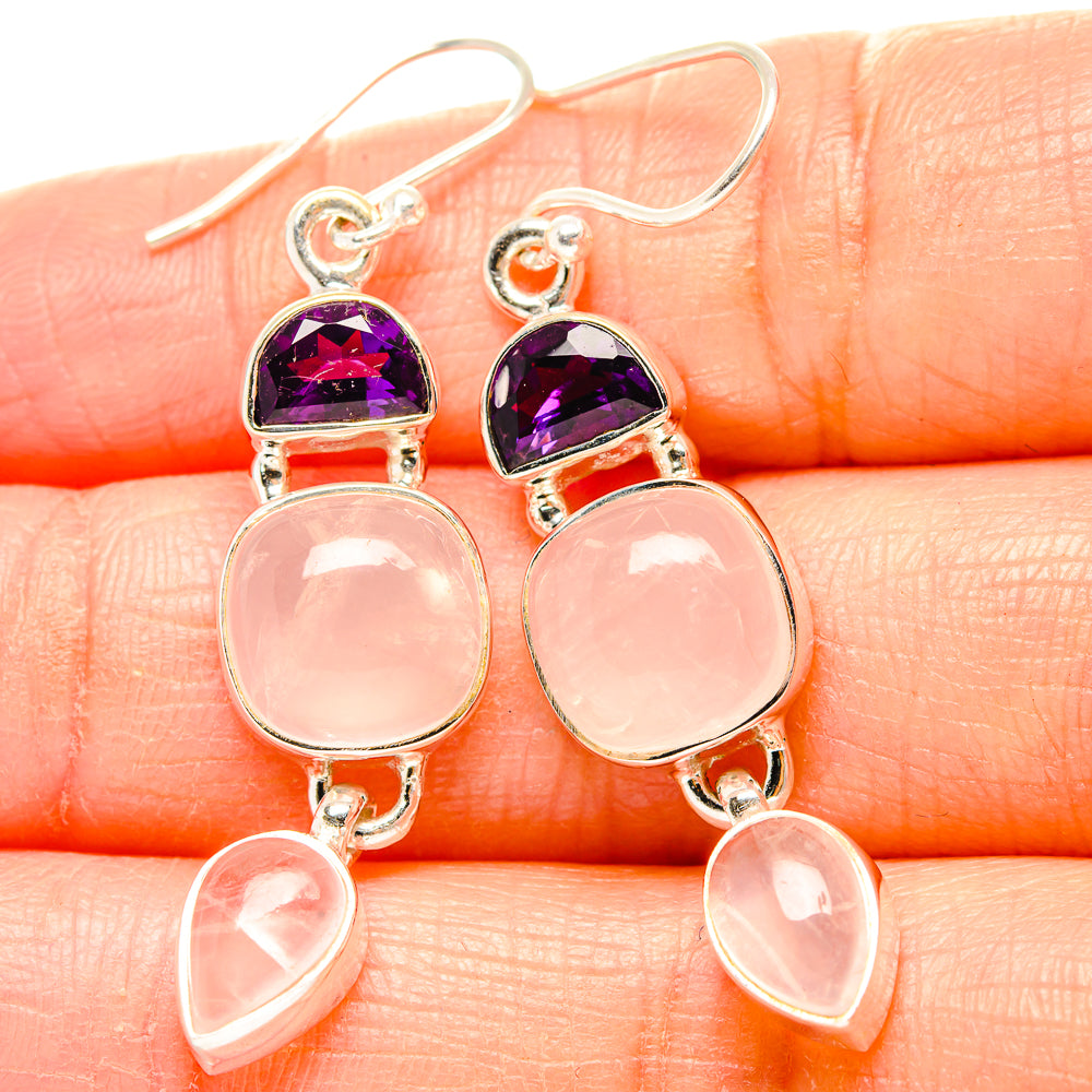 Rose Quartz Earrings handcrafted by Ana Silver Co - EARR430500