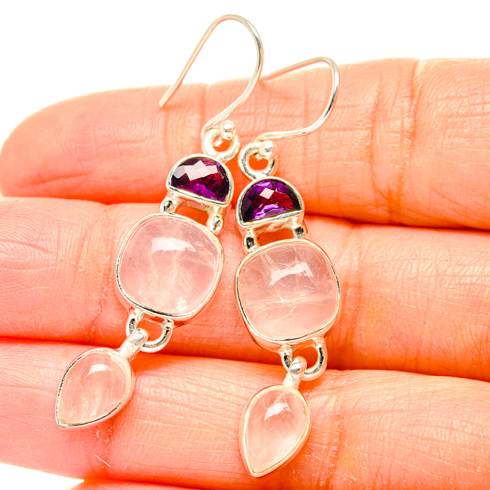 Rose Quartz Earrings handcrafted by Ana Silver Co - EARR430508