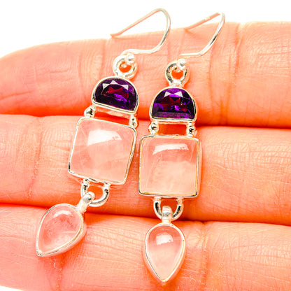 Rose Quartz Earrings handcrafted by Ana Silver Co - EARR430513