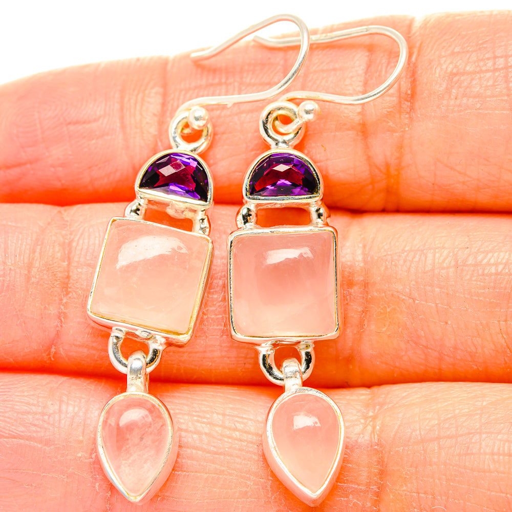 Rose Quartz Earrings handcrafted by Ana Silver Co - EARR430517