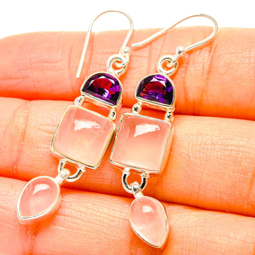 Rose Quartz Earrings handcrafted by Ana Silver Co - EARR430529