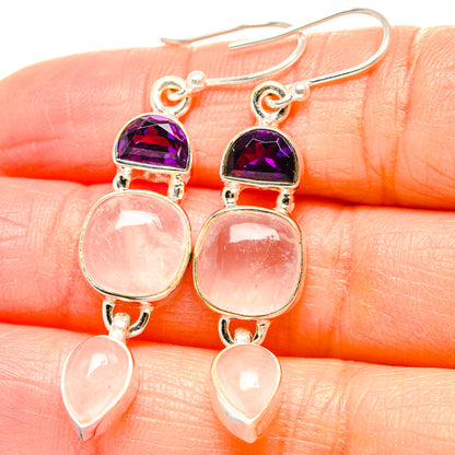 Rose Quartz Earrings handcrafted by Ana Silver Co - EARR430536