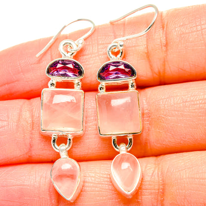 Rose Quartz Earrings handcrafted by Ana Silver Co - EARR430538