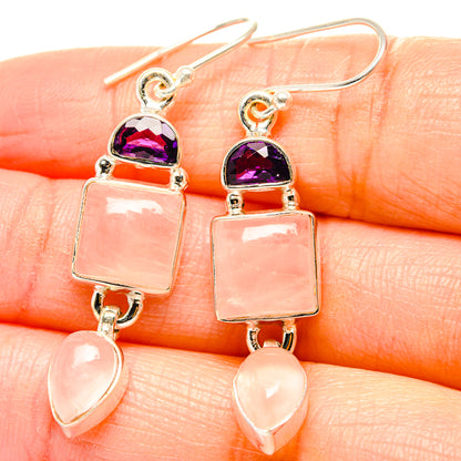 Rose Quartz Earrings handcrafted by Ana Silver Co - EARR430542