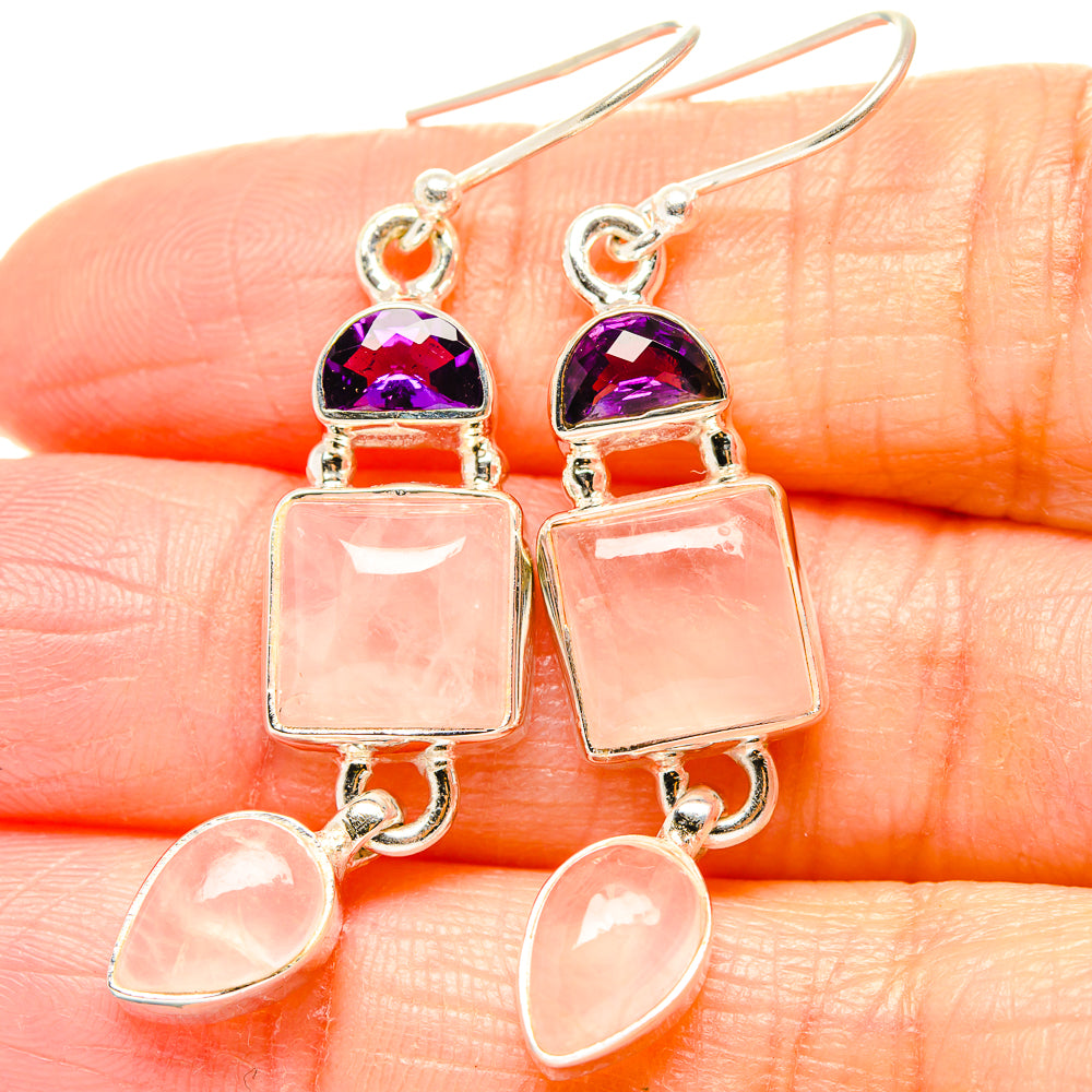 Rose Quartz Earrings handcrafted by Ana Silver Co - EARR430550