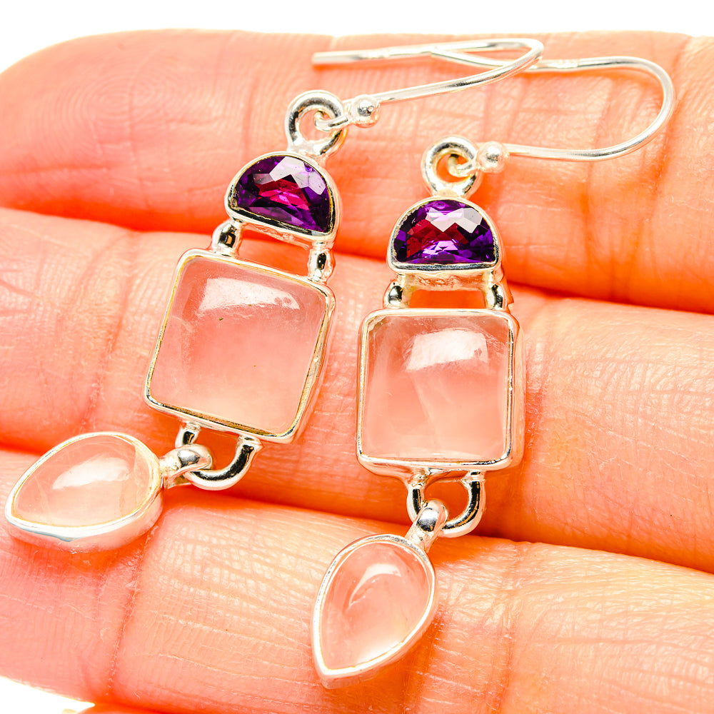 Rose Quartz Earrings handcrafted by Ana Silver Co - EARR430553