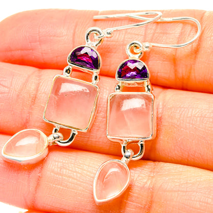 Rose Quartz Earrings handcrafted by Ana Silver Co - EARR430553