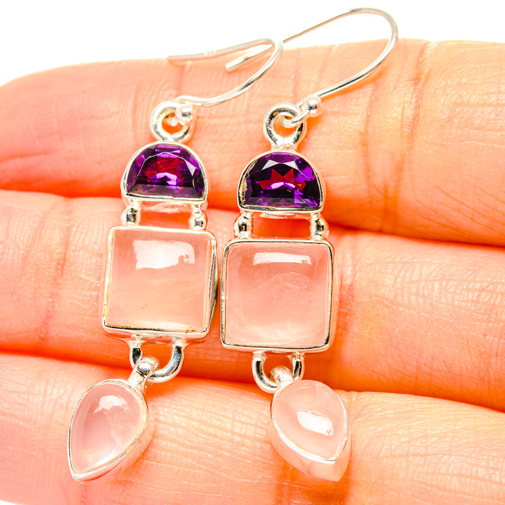 Rose Quartz Earrings handcrafted by Ana Silver Co - EARR430554