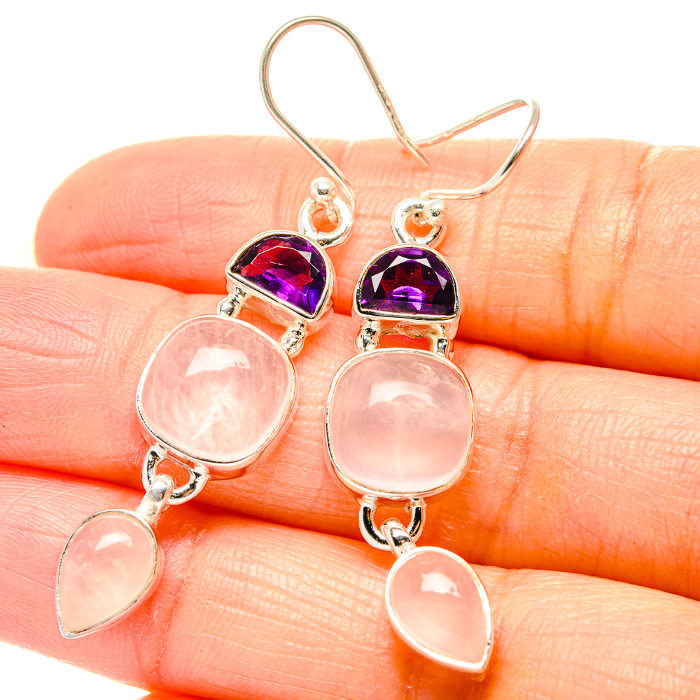 Rose Quartz Earrings handcrafted by Ana Silver Co - EARR430557