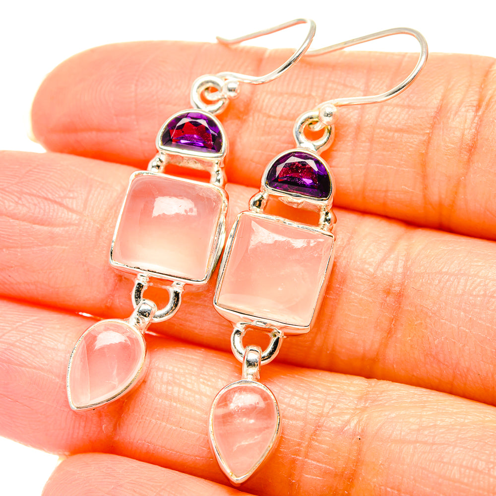 Rose Quartz Earrings handcrafted by Ana Silver Co - EARR430562