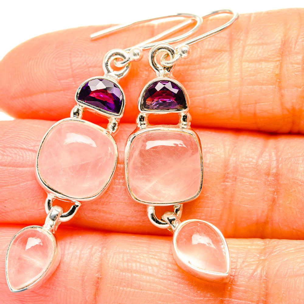 Rose Quartz Earrings handcrafted by Ana Silver Co - EARR430573