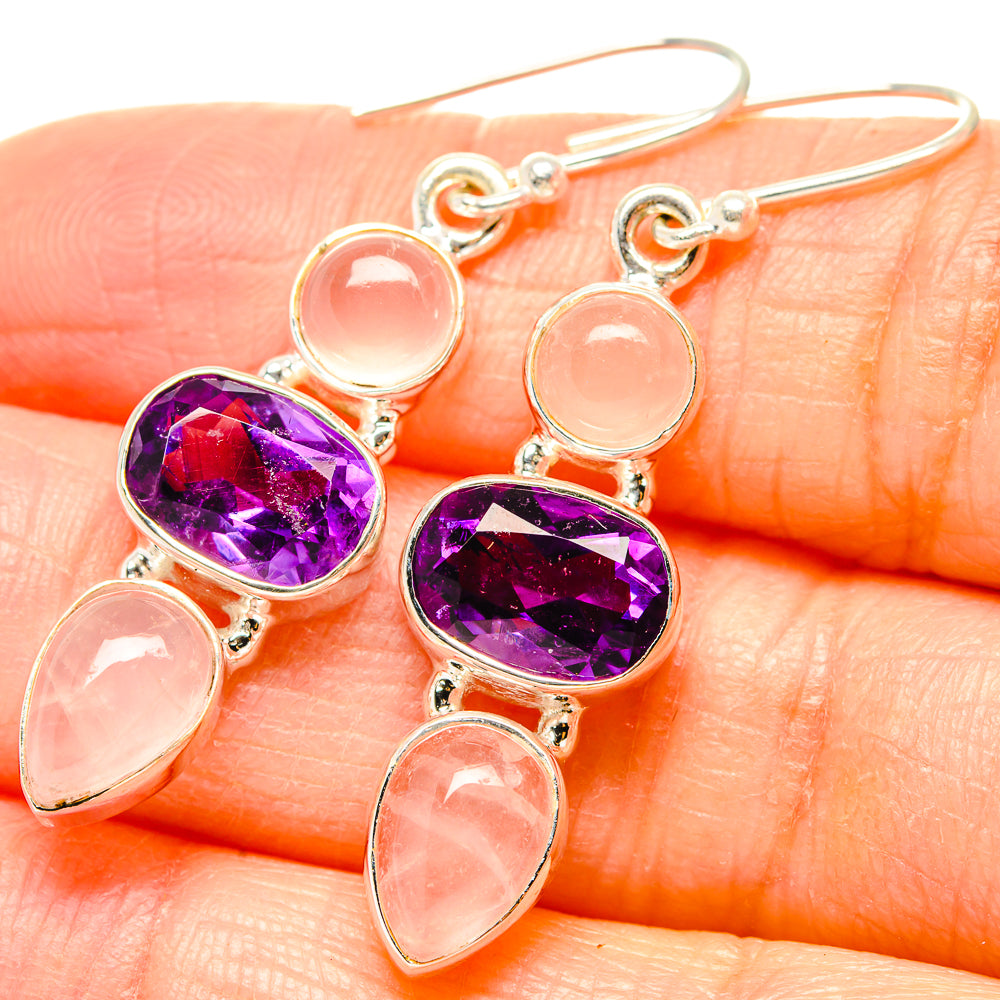 Rose Quartz Earrings handcrafted by Ana Silver Co - EARR430575
