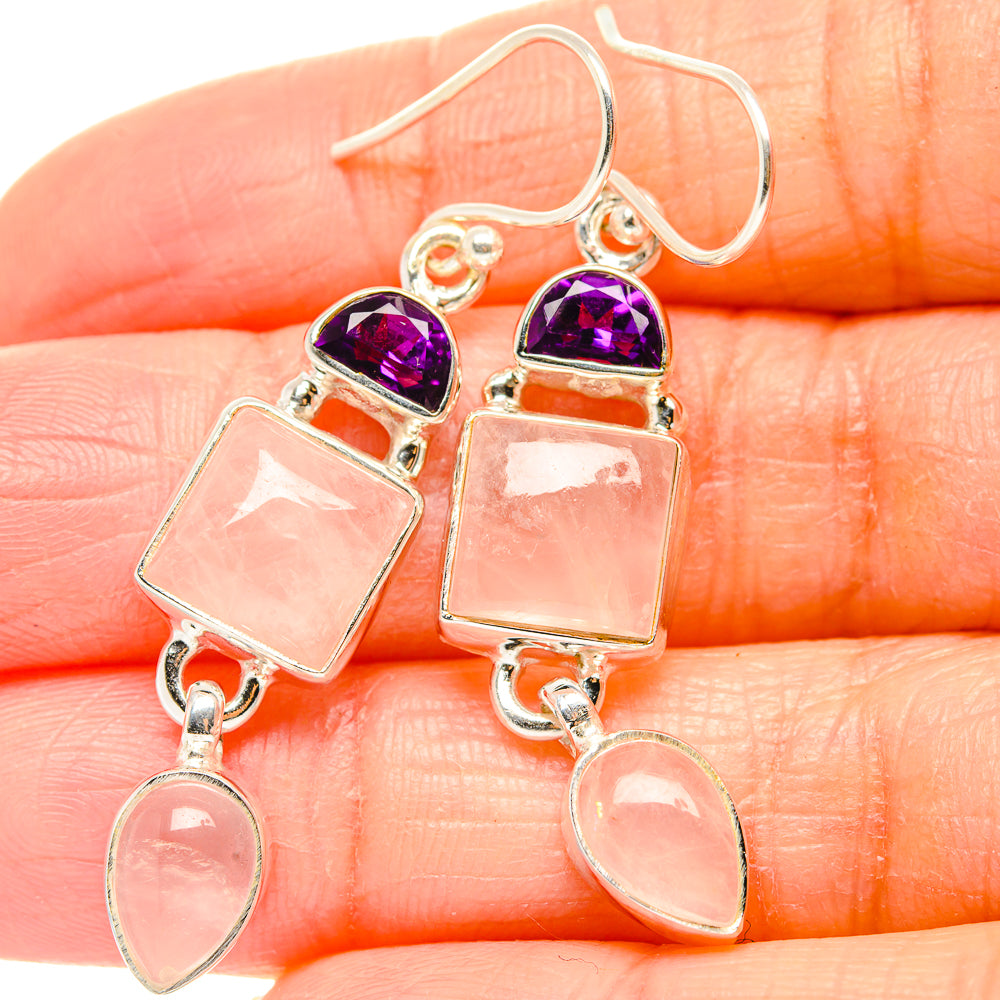 Rose Quartz Earrings handcrafted by Ana Silver Co - EARR430583