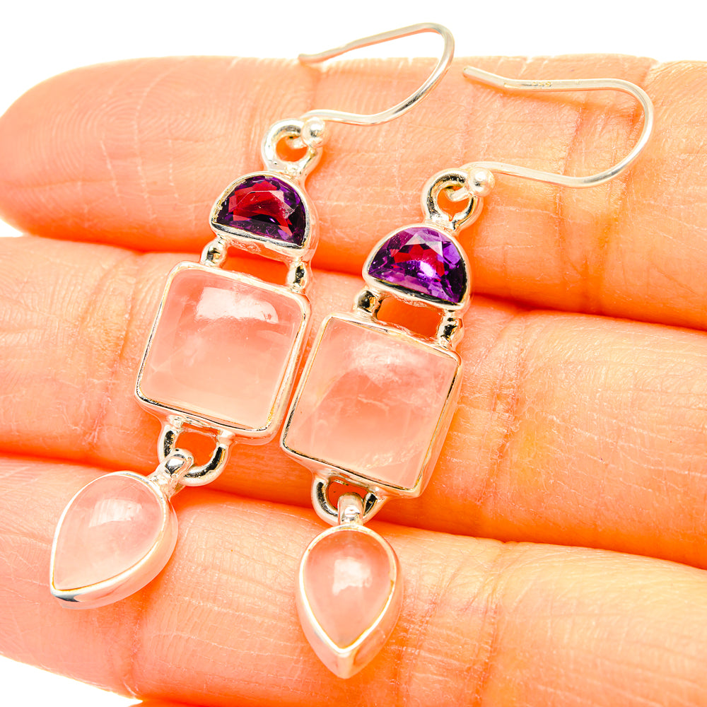 Rose Quartz Earrings handcrafted by Ana Silver Co - EARR430584