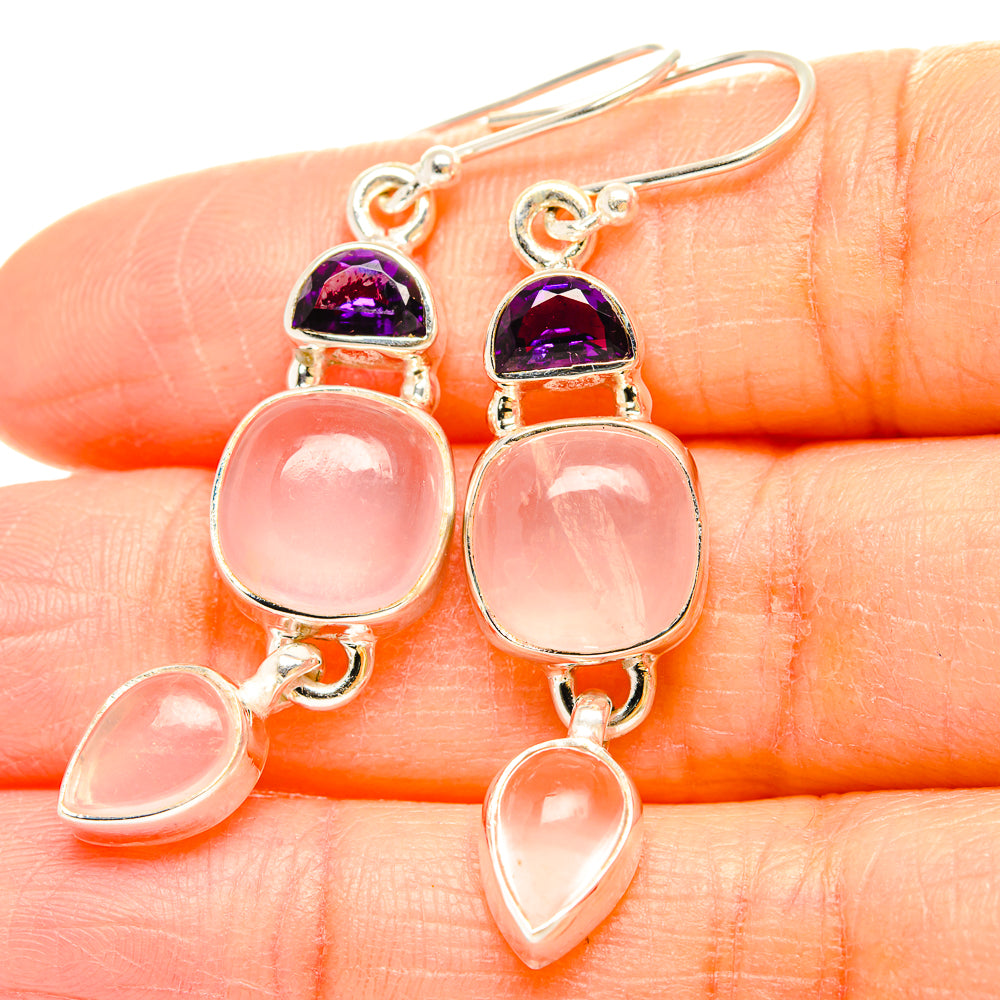 Rose Quartz Earrings handcrafted by Ana Silver Co - EARR430586