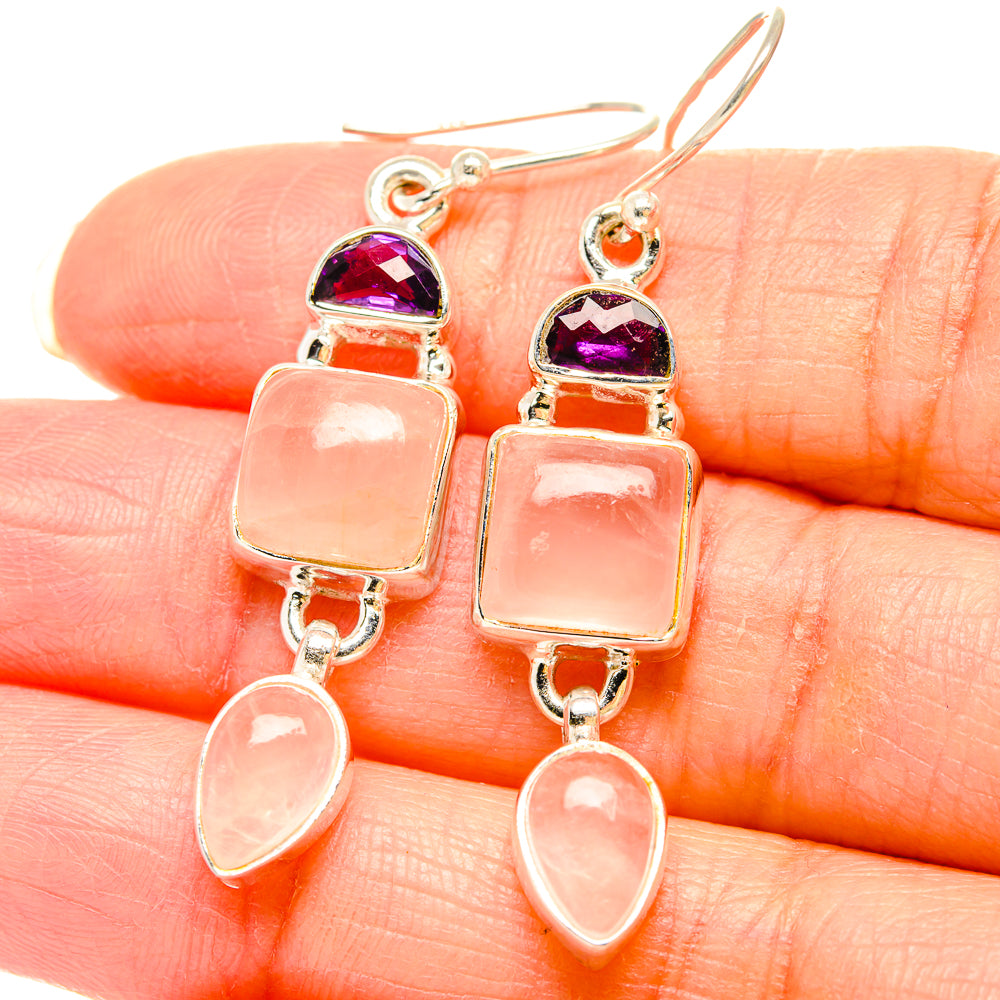 Rose Quartz Earrings handcrafted by Ana Silver Co - EARR430590