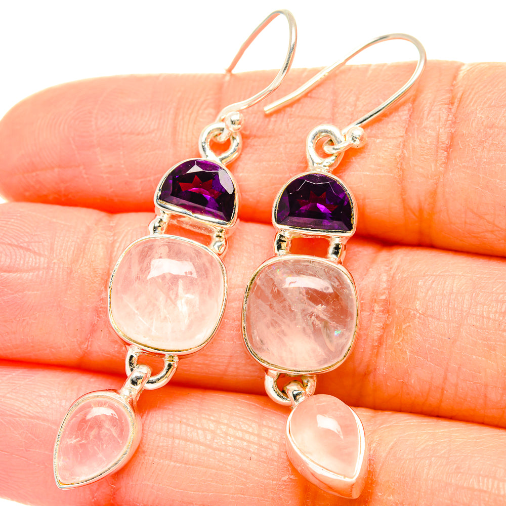 Rose Quartz Earrings handcrafted by Ana Silver Co - EARR430598
