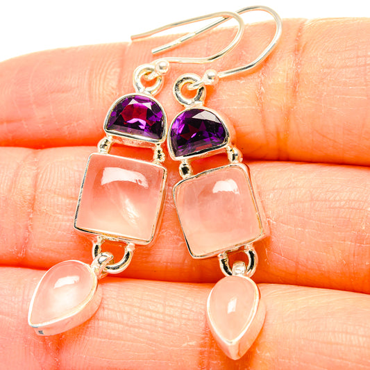 Rose Quartz Earrings handcrafted by Ana Silver Co - EARR430612