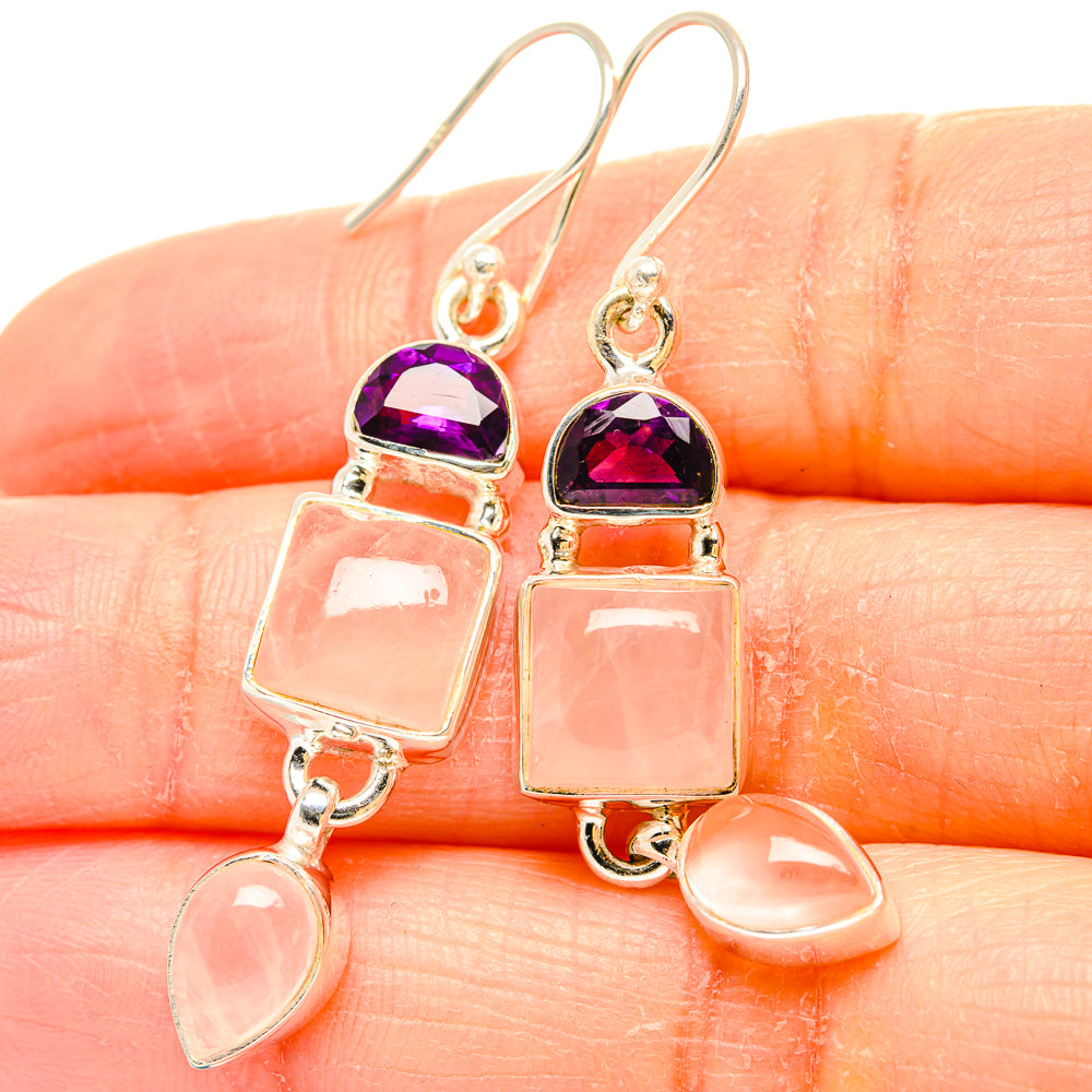 Rose Quartz Earrings handcrafted by Ana Silver Co - EARR430618